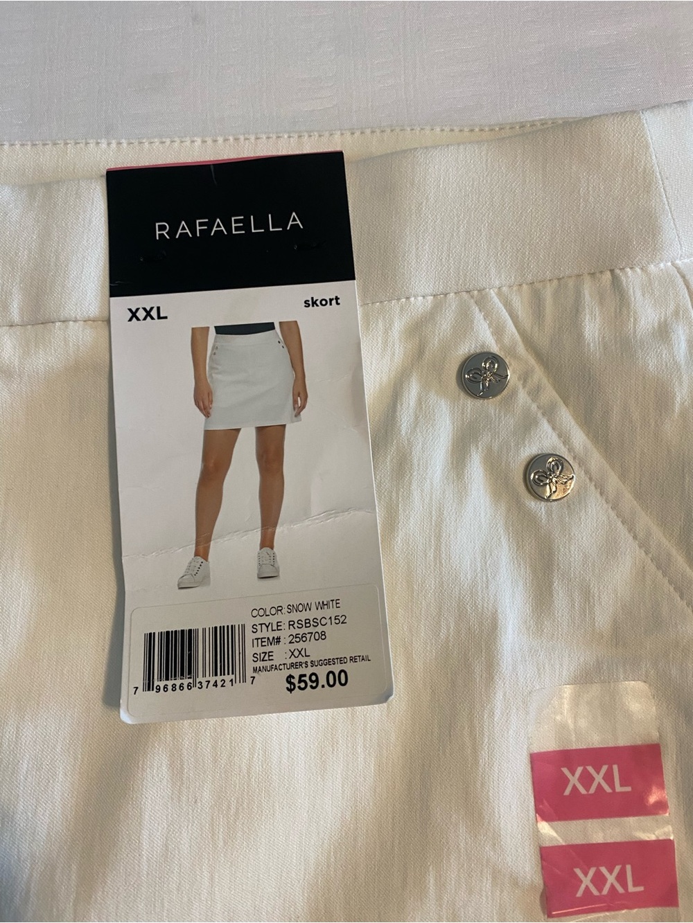 Rafaella Snow White Cotton Skort with Button Accents - Picture 2 of 11